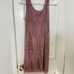 Deep blush pink beaded print dress 💖✨